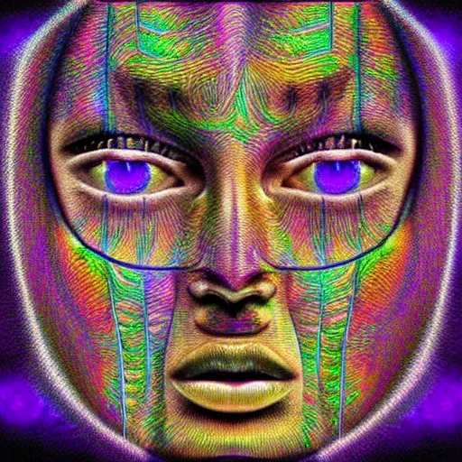 Image similar to a digital image of a face with eyes, digital art by alex grey, instagram contest winner, computer art, glitch art, dystopian art, glitchy