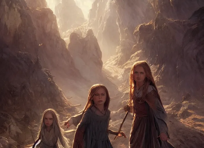 Image similar to a dramatic highly detailed render of the kids of Galadriel and Uruk-hai, Middle-earth , by WLOP and Artgerm and Greg Rutkowski and Alphonse Mucha, Beautiful dynamic dramatic dark moody lighting, shadows, cinematic atmosphere, Artstation, Octane render, 8K, masterpiece, sharp focus, hyperrealistic, photograph