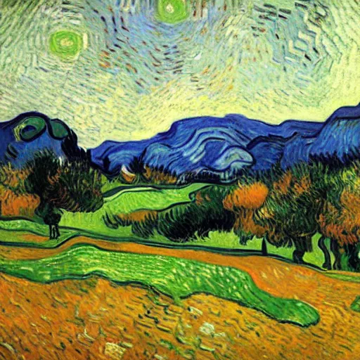 Image similar to Mountainside Golf Course in Autumn, Portrait by Vincent van Gogh