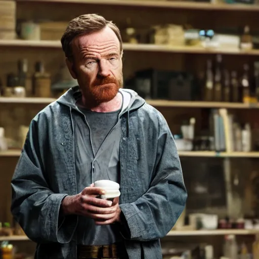 Image similar to Live Action Still of Bryan Cranston dressed as Jesse Pinkman, real life, hyperrealistic, ultra realistic, realistic, highly detailed, epic, HD quality, 8k resolution, body and headshot, film still