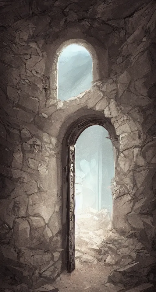 Image similar to A beautiful artwork illustration, a doorway across dimensions, featured on artstation, wide angle, vertical orientation