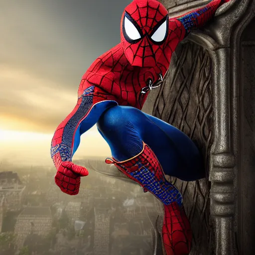 Image similar to Viking SPIDERMAN with ornate cloak, highly detailed, 4k, HDR, smooth, sharp focus, photo-realistic, high resolution, award-winning,