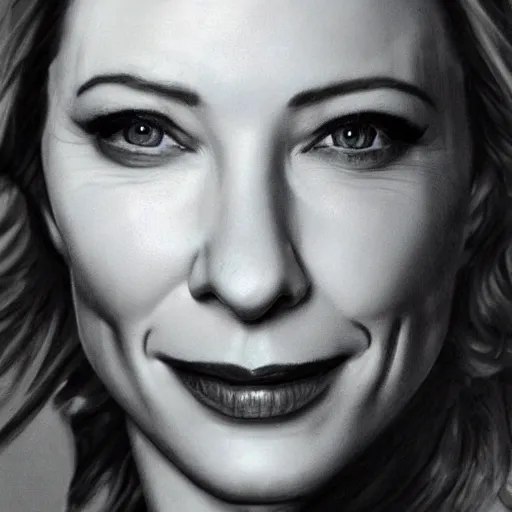 Prompt: graffiti of cate blanchett, photorealism,