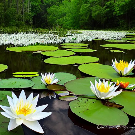 Image similar to cahaba river alabama, water lilies, hymenocallis coronaria,