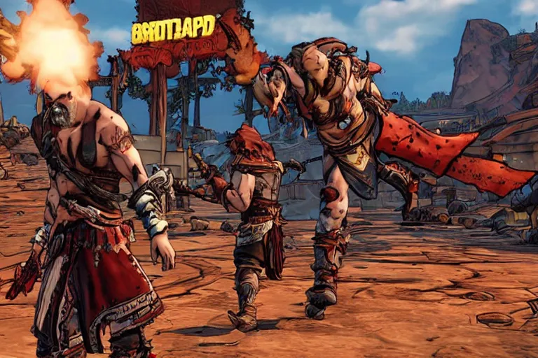 Image similar to screenshot from kratos in Borderlands 3