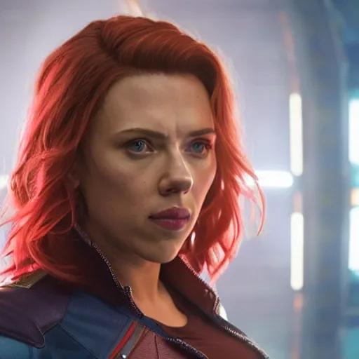 Prompt: film still of Scarlett Johansson as Nebula in Guardians of the galaxy