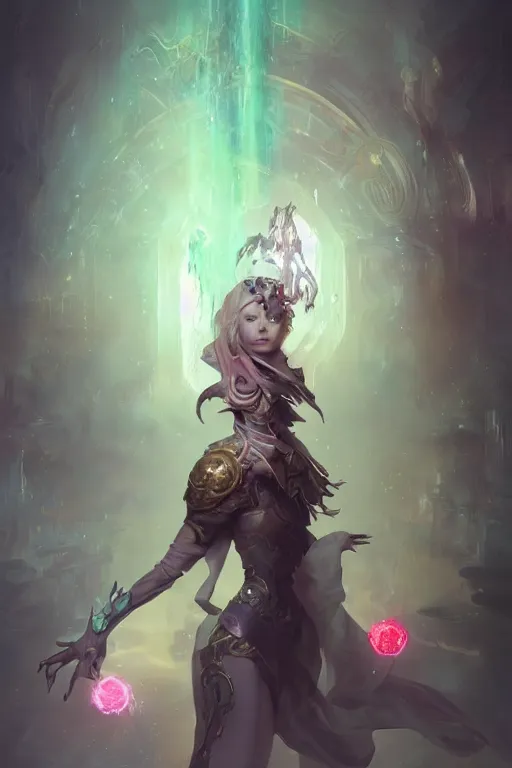 Prompt: beautiful girl necromancer casting spell, 3 d render, hyper realistic detailed portrait, holding magic crystals, ruan jia, wlop. scifi, fantasy, hyper detailed, octane render, concept art, peter mohrbacher