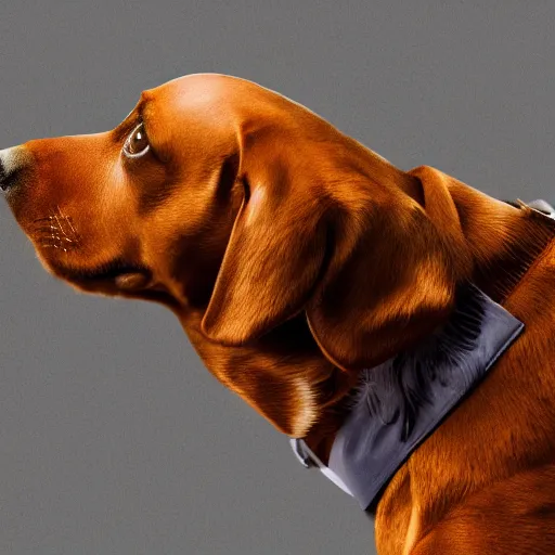 Image similar to a high detail shot of a dog wearing a suit, realism, 8k