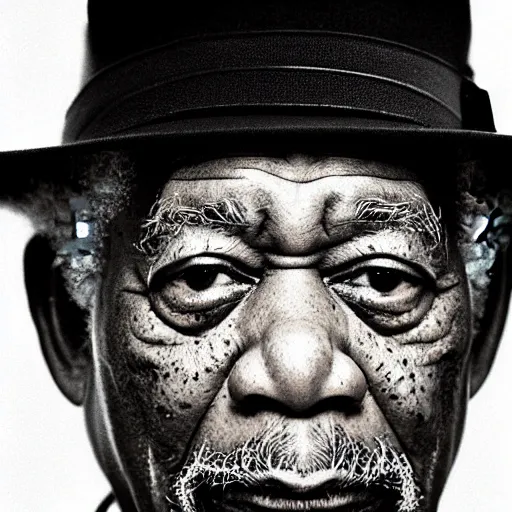 Image similar to “Photograph of Morgan Freeman by Annie Leibovitz, 4K, digital photography, portrait.”