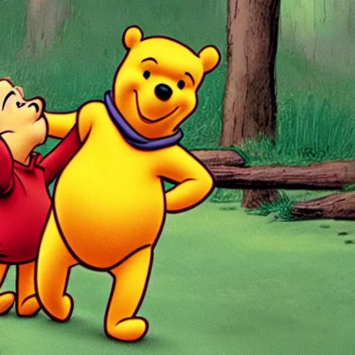 Winnie the Pooh embracing Gordon Freeman | Stable Diffusion | OpenArt