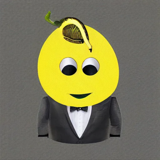 Image similar to Anthropomorphic banana in a suit