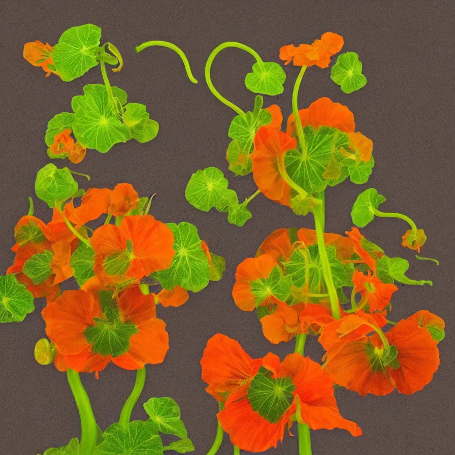 Prompt: surrealist supernatural nasturtium plant