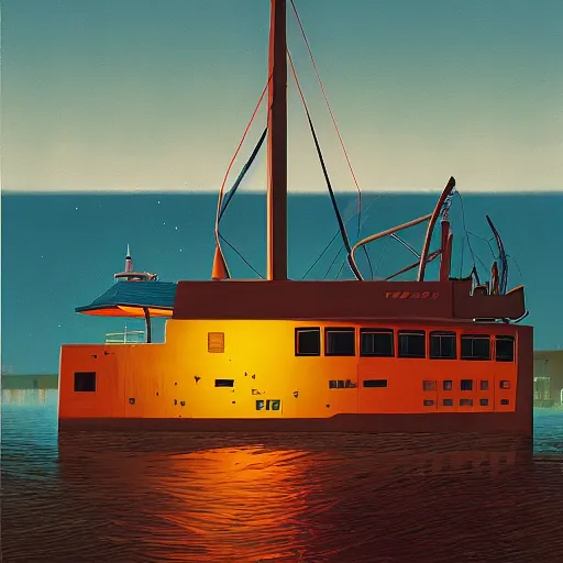 Image similar to yachting club by simon stalenhag