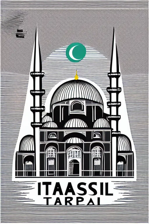 Image similar to minimalist vintage art of istanbul, illustration, vector art