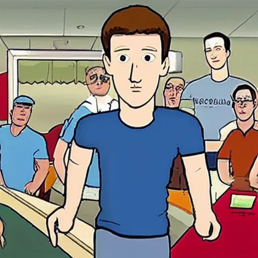 Prompt: Mark zuckerberg in King of the Hill. n-8