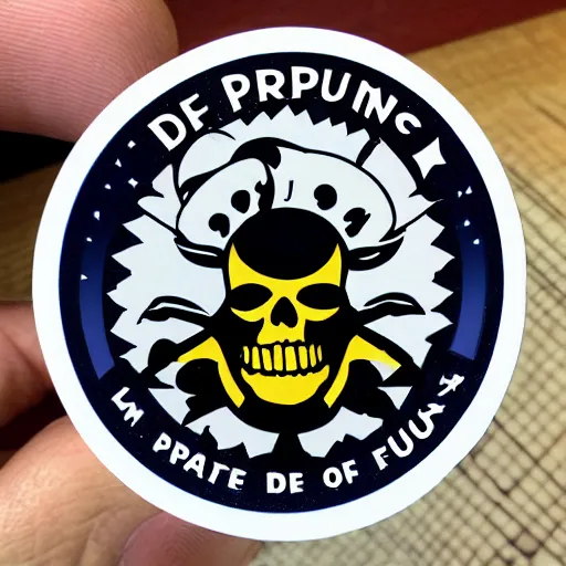 Prompt: die cut sticker, you are a crew member of the future king of the pirates