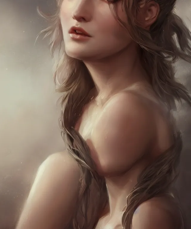 Prompt: painting by charlie bowater and titian and artgerm, portrait, toga, intricate, beautiful, highly detailed, dramatic lighting, sharp focus, trending on artstation, artstationhd, artstationhq, unreal engine, 4 k, 8 k