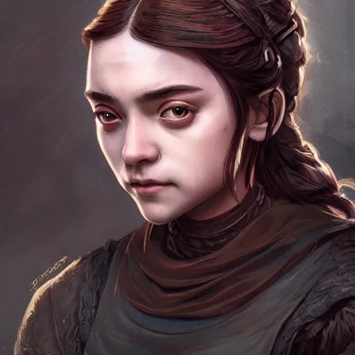 Prompt: portrait of an Arya Stark Hello Kitty hybrid, D&D, fantasy, intricate, elegant, highly detailed, digital painting, artstation, concept art, smooth, sharp focus, illustration, art by artgerm and greg rutkowski and alphonse mucha