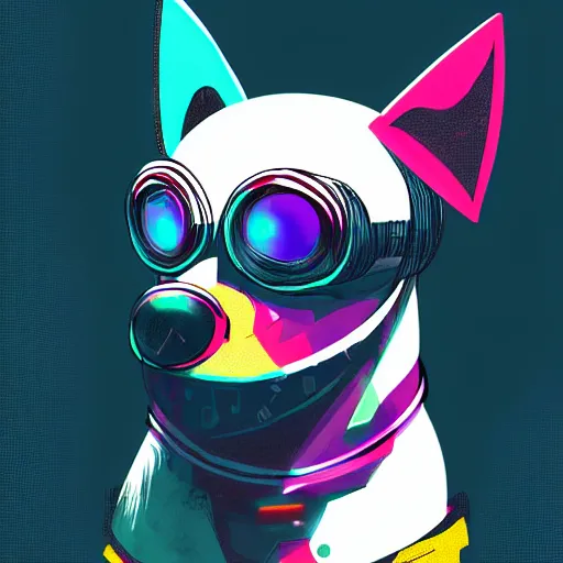 Image similar to cyberpunk dog, digital art