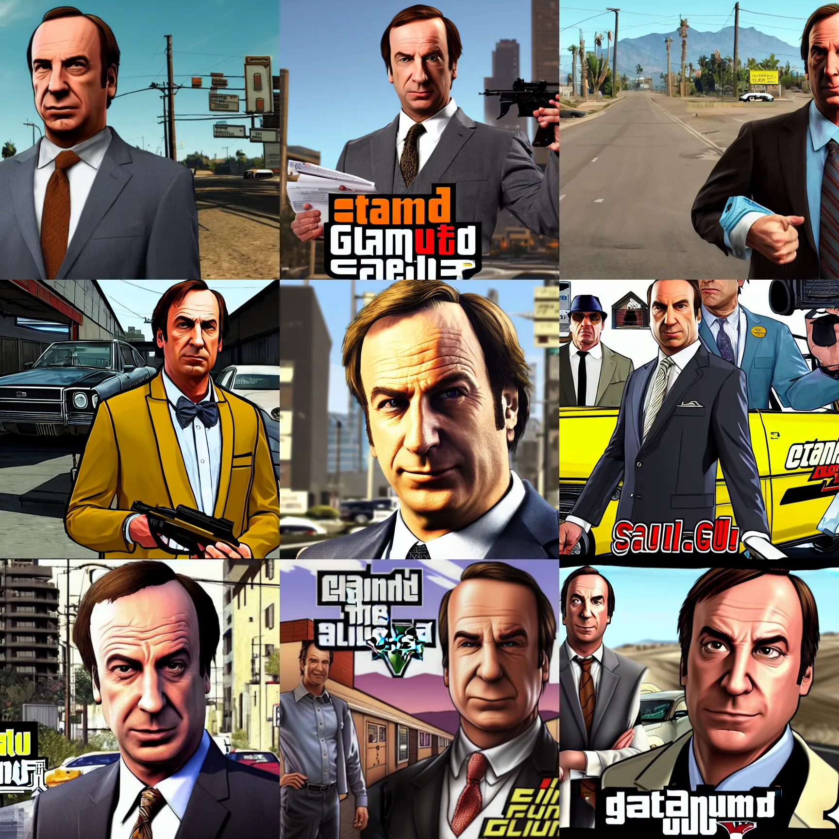 Prompt: saul goodman as a gta v loading screen