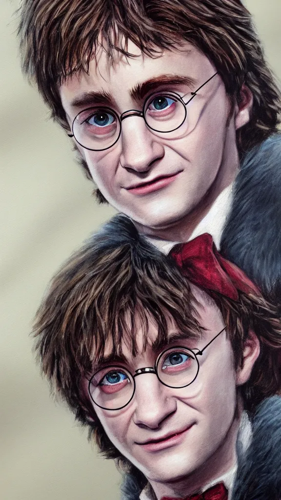 Image similar to a close - up portrait of harry potter, attending the yule ball. beautiful painting by jim kay. color harmony, 8 k detail, gallery quality, hd wallpaper, premium prints available, hyper - detailed, intricate design.