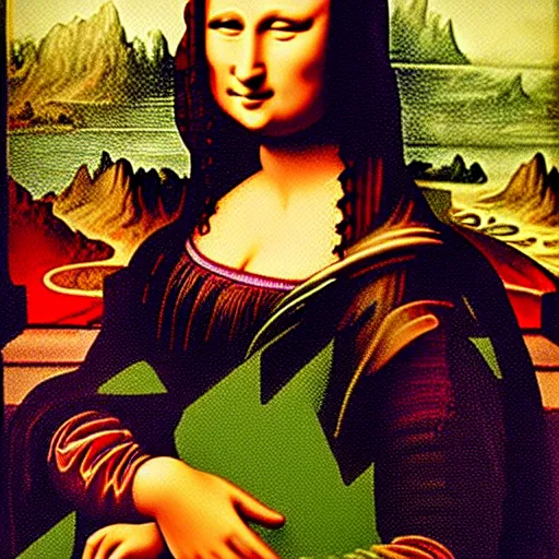 Prompt: a Mona Lisa painted by a 3 year old child with cryons,