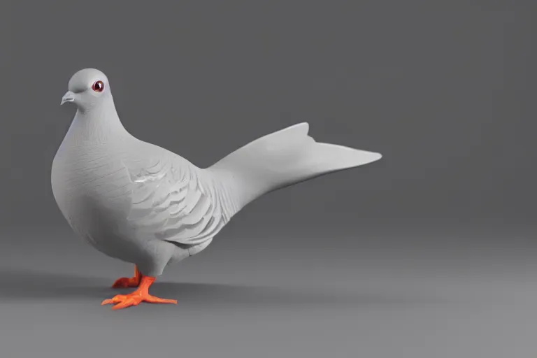 Image similar to a pigeon sculpted from clay, studio lighting, studio photography, 3 d model, 3 d render, unreal engine, octane render, cgi, 8 k