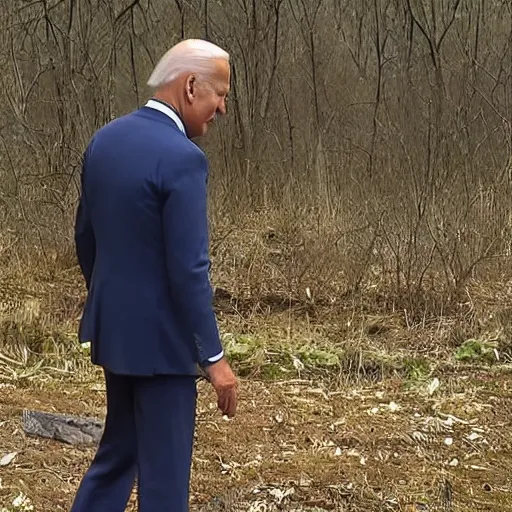 Prompt: Joe Biden on trailcam footage