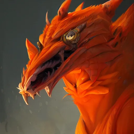 Image similar to a award winning commission portrait of a fit anthro dragon wearing an orange tracksuit,digital art,art by greg rutkowski,character design by charles bowater,detailed face,hyperdetailed,photorealistic,artstation,deviantart,4k,western comic art,sharp,high definition