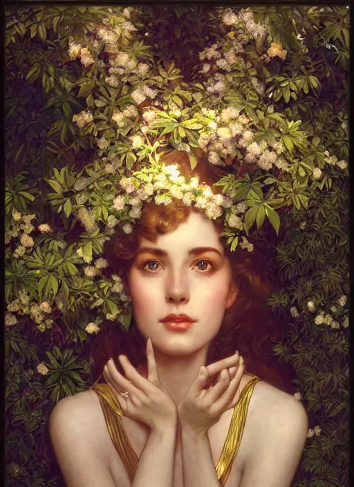 Image similar to hyper realistic photographer looking through a vintage camera, design on white background, beautiful details, lush foliage, gold, drawn by john singer sargent, tom bagshaw, norman rockwell, alphonso mucha, lolish, trending on artstation