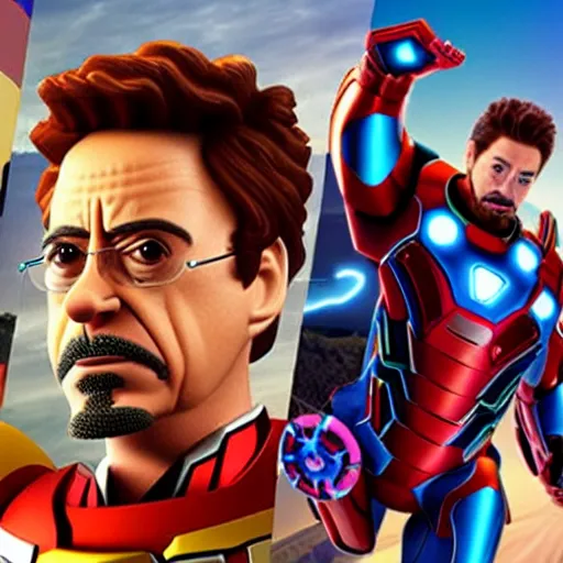 Prompt: robert downey Jr as Tony Stark in a pixar movie