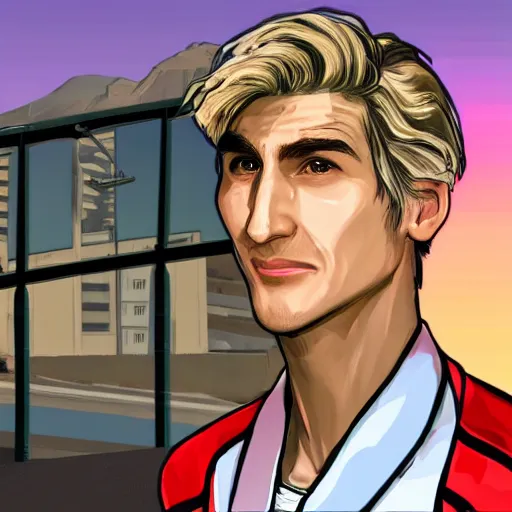 Image similar to XQC as a GTA character in a loading screen