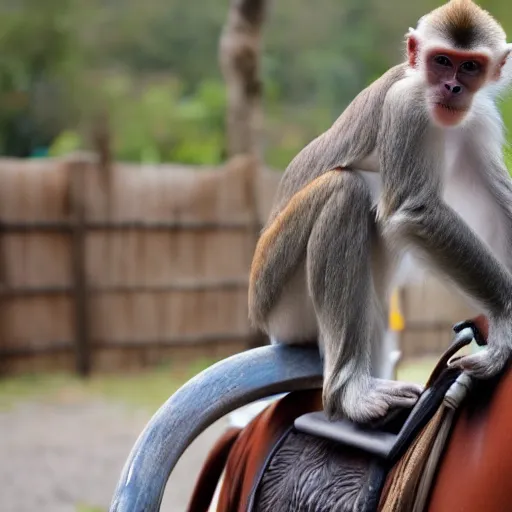 Prompt: monkey riding a mechanical horse