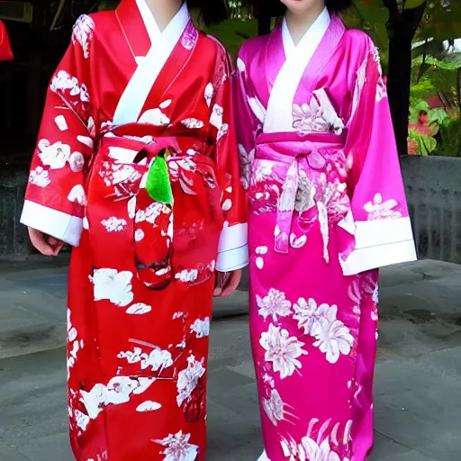 Image similar to two beautiful fashion taiwan girl wear elegant yukata in festival by hisaji hari