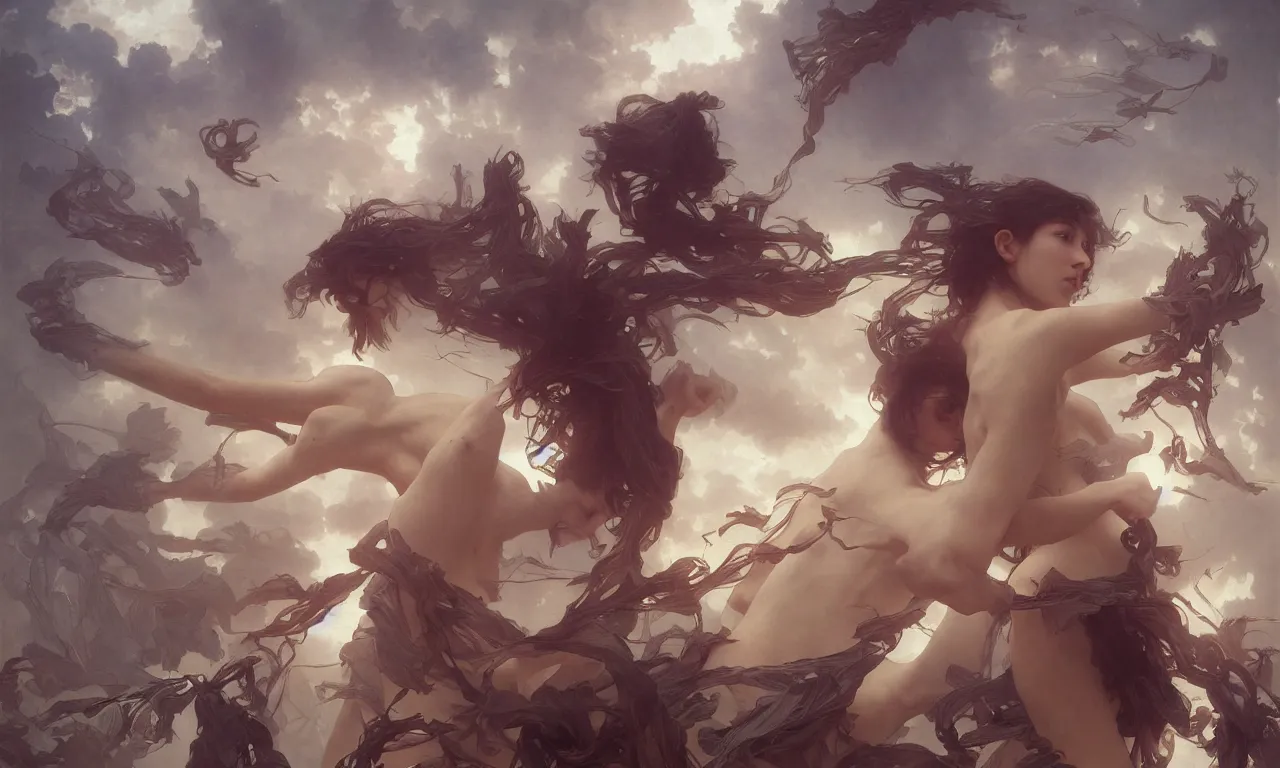 Prompt: the world during Singularity. Masterpiece 4k digital illustration by Ruan Jia and Mandy Jurgens and Artgerm and William-Adolphe Bouguereau, award winning, Artstation, art nouveau aesthetic, Alphonse Mucha background, intricate details, realistic, panoramic view, Hyperdetailed, 8k resolution, intricate art nouveau, smooth, sharp focus