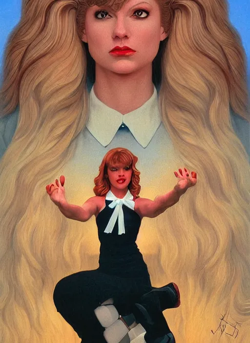 Prompt: portrait of talyor swift cheerleader, twin peaks poster art, from scene from twin peaks, by michael whelan, rossetti bouguereau, artgerm, retro, nostalgic, old fashioned