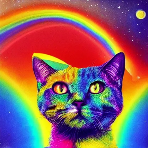 Prompt: rainbow cosmic cat