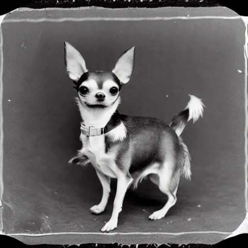 Image similar to chihuahua in the navy black and white photo vintage