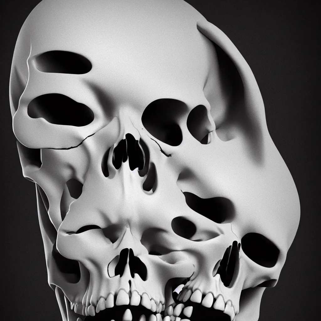 Image similar to black and white light 3D geometry, skull, matte bright highly detailed, poetic, 3D render, digital art, octane render, 8K artistic photography, photo-realistic, by Dora Maar