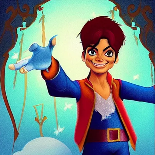 Prompt: “ Michael Jackson as Peter Pan, Disney animation”