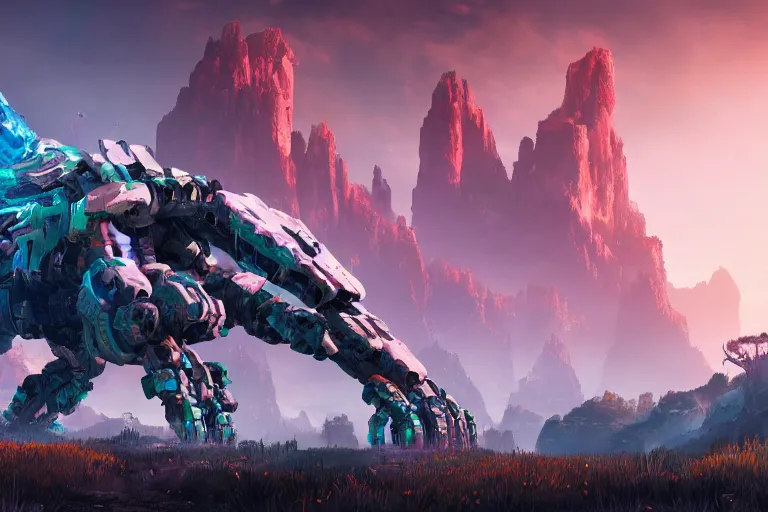 Image similar to tremortusk machine mecanical creature robot of horizon forbidden west horizon zero dawn bioluminiscence global illumination ray tracing hdr fanart arstation by ian pesty and alena aenami artworks in 4 k