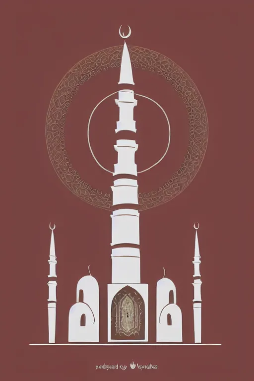 Image similar to minimalist boho style art of a mosque, illustration, vector art