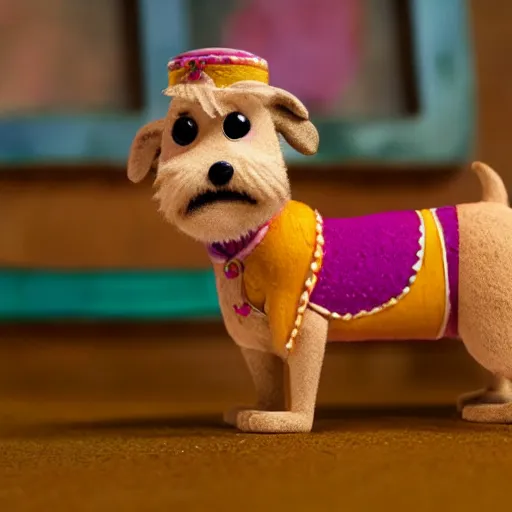 Image similar to wheaten terrier claymation detailed colorful laika Wes Anderson