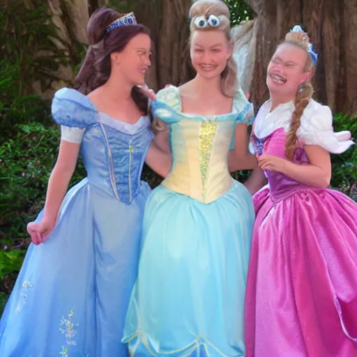 Image similar to a princess tea party with aurora, belle, and cinderella