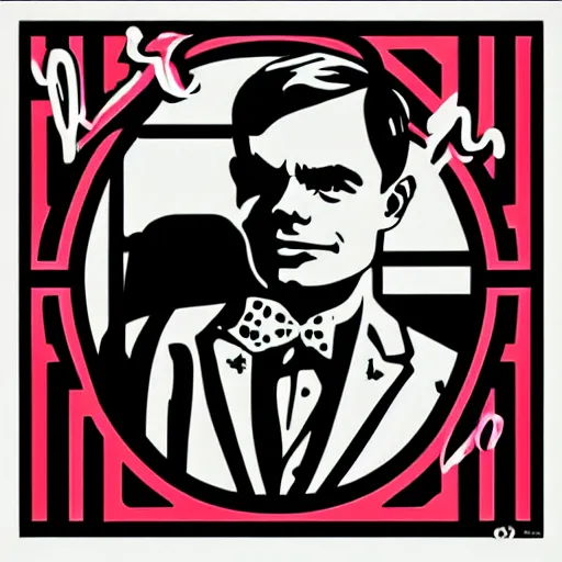 Image similar to die cut sticker individual alan turing silk screen butcher billy style