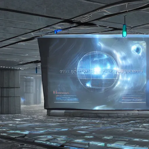 Image similar to concept art of man made sci-fi screen showing future dimensions, fantasy digital art, highly detailed