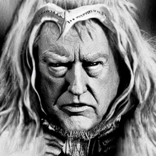 Image similar to donald trump as the grey wizard, lord of the rings