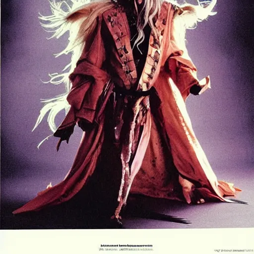 Image similar to David Bowie as the Goblin King from the movie Labyrinth (1986) but he's dressed like a Ninja with a Ninja mask and very big 80's glamrock hair, intricate, highly detailed, fullbody, artstation, concept art, smooth, sharp focus, illustration, art by greg rutkowski and orientalism and bouguereau and Zdzislaw Beksinski, good clear quality, lighting, biology, symmetrical artwork, perfect face, 135 mm, cinematic, hyper realism, high detail, octane render, 8k, chrome accents