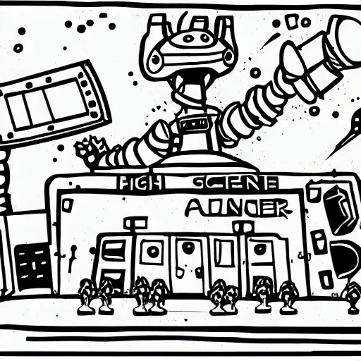 Image similar to alien science facility high detail cartoon invader zim style