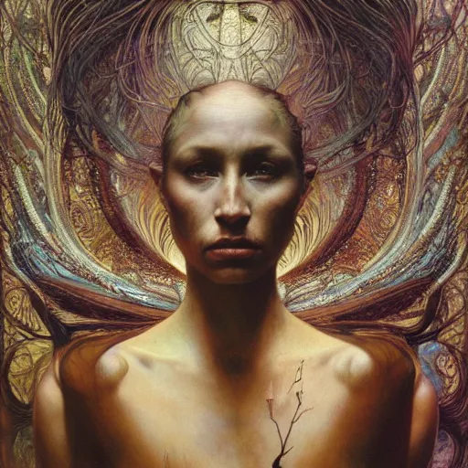 Image similar to queen of neptune by zdzisław beksinski, iris van herpen, raymond swanland and alphonse mucha. highly detailed, hyper - real, beautiful